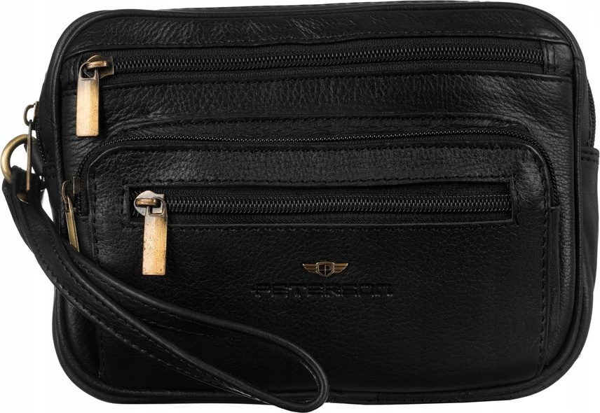 Peterson Čierna kožená taška do ruky [DH] PTN 1057-NDM Veľkosť: ONE SIZE