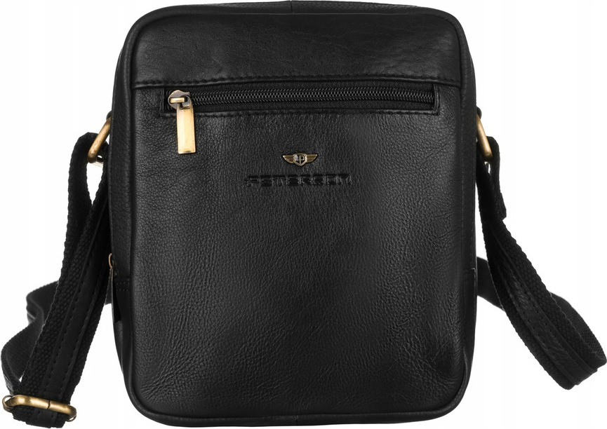 Peterson Čierna pánska kožená messenger taška [DH] PTN-374-NDM Veľkosť: ONE SIZE