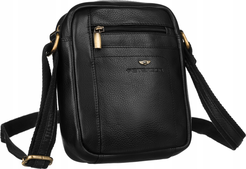 Peterson Čierna kožená taška cez rameno [DH] PTN 8020-NDM BLACK Veľkosť: ONE SIZE