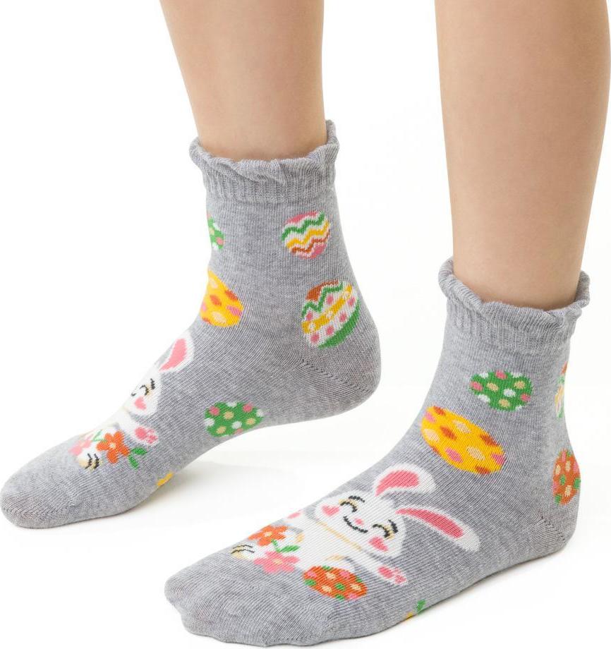 Sivé detské veľkonočné ponožky Art.138 KP391, LIGHT GRAY MELANGE Veľkosť: 20/22