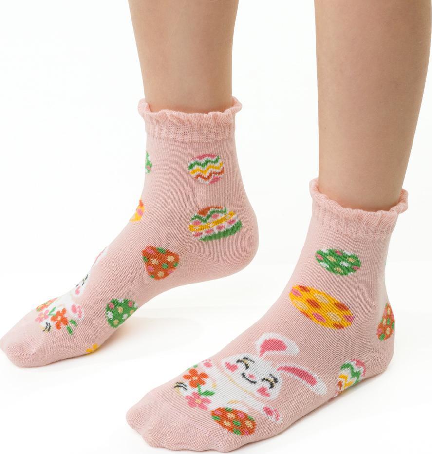 Ružové dievčenské veľkonočné ponožky Art.138 KP390, PINK Veľkosť: 20/22