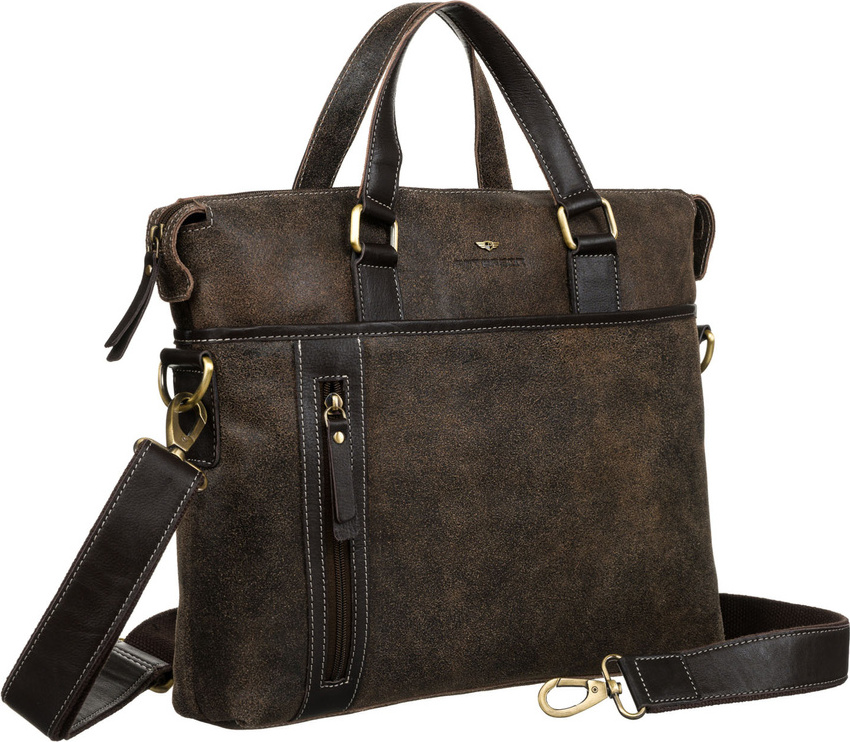 Peterson Tmavohnedá pánska kožená taška na dokumenty a notebook PTN 717-SCC Veľkosť: ONE SIZE