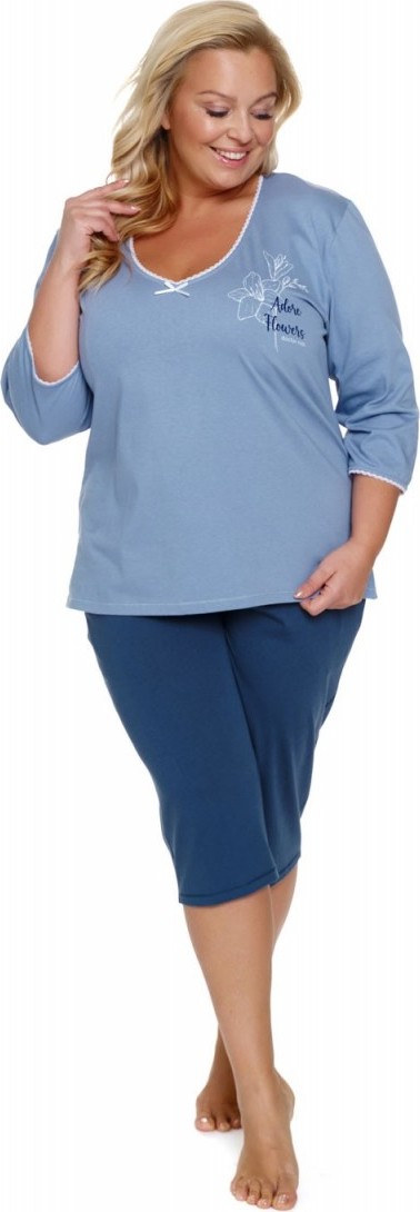 Dámske modré plus size pyžamo s výstrihom do V Doctor Nap Veľkosť: XL