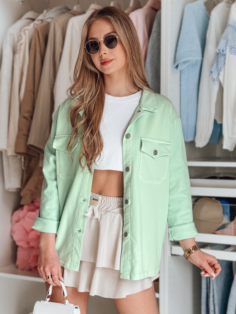 Dámska mint oversize košeľová bunda OVERBOR TY4891 Veľkosť: ONE SIZE