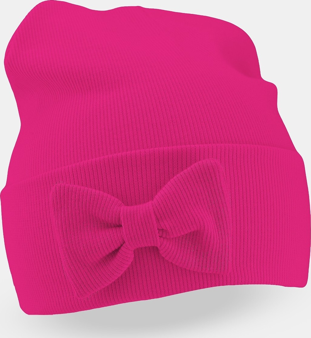 Dievčenská čiapka s mašľou Noviti CP063 Prążek Kokarda Veľkosť: 44-46 cm, Barva: fuchsiová