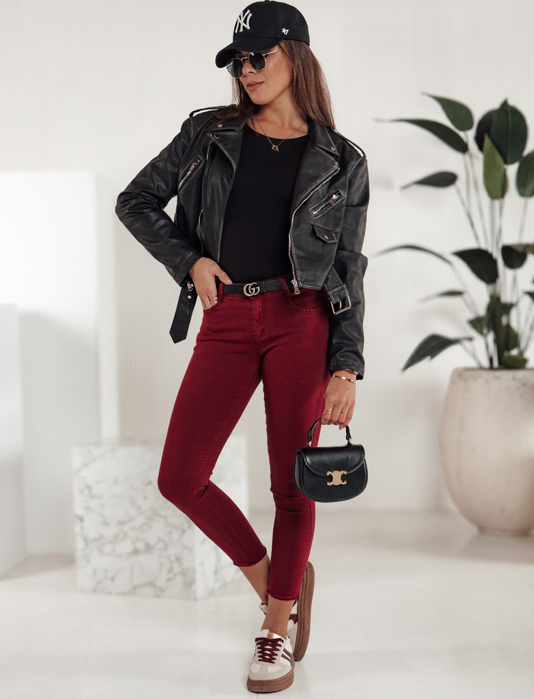 Vínové dámske skinny rifle BRITTNIX UY2222 Veľkosť: 29