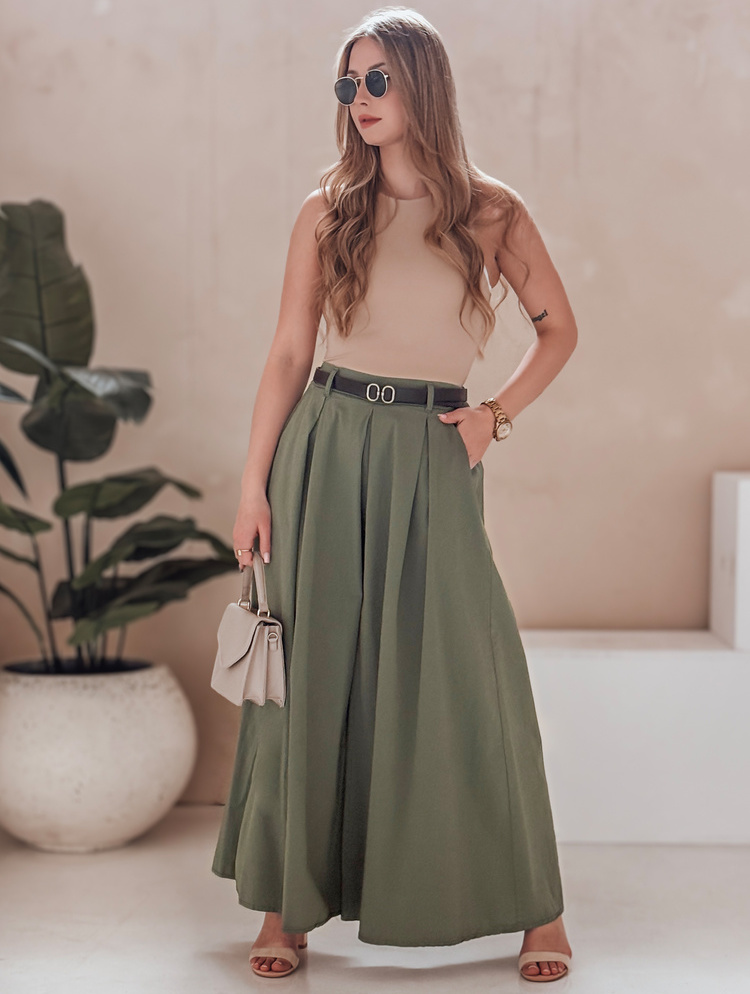 Khaki dámske široké nohavice-sukňa FLOWES UY2593 Veľkosť: ONE SIZE