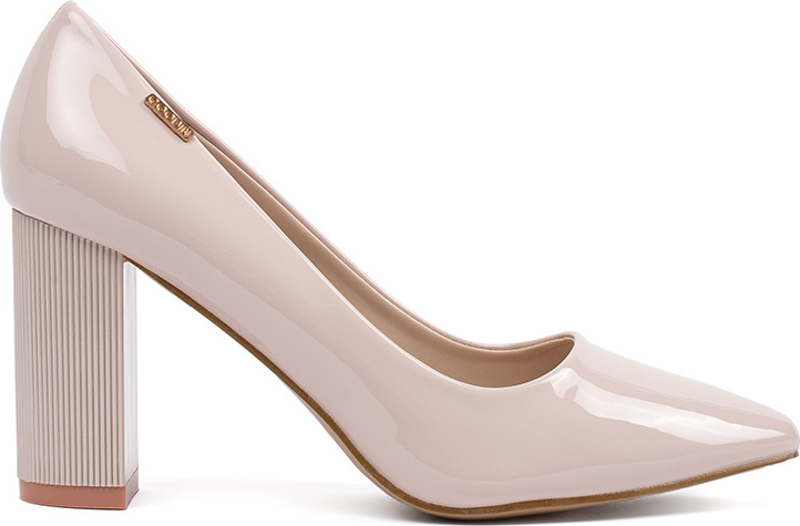 Béžové dámske lakované lodičky na stĺpiku, podpätok 9,5 cm GD-FL323A-BE Veľkosť: 36