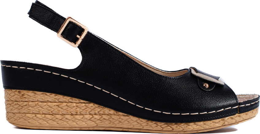 Čierne sandále na nízkom kline GD-FL1239B Veľkosť: 41