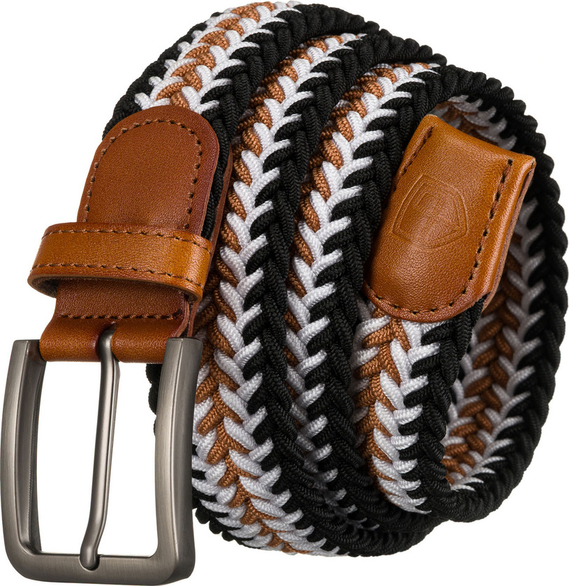 Peterson Pánsky béžovo-čierno-biely plátený opasok bez dierok PTN PAR-S-115 Veľkosť: ONE SIZE