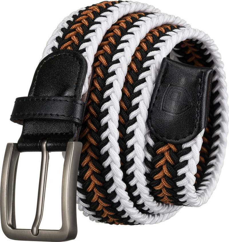 Peterson Pánsky bielo-hnedý plátený opasok bez dierok PTN PAR-S-115 Veľkosť: ONE SIZE