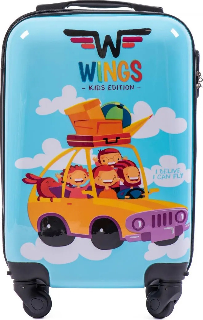 Svetlomodrý detský kufor CAR veľ. S PC-KD01, Cabin suitcase Wings S, CAR Veľkosť: S