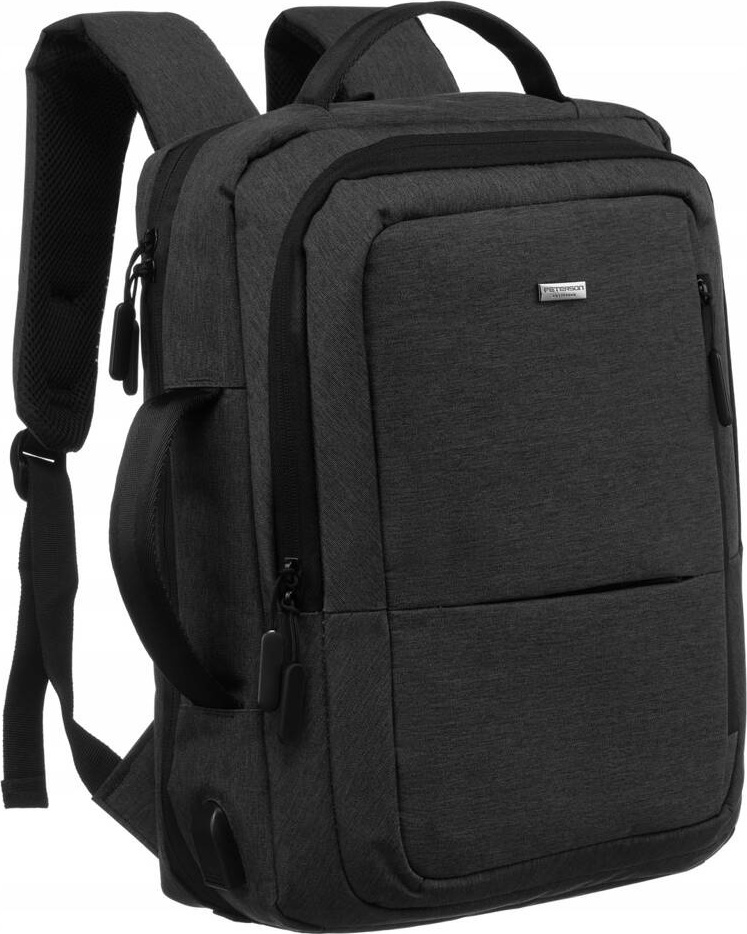 Peterson Tmavosivý športový batoh s USB portom PTN 77706 Veľkosť: ONE SIZE