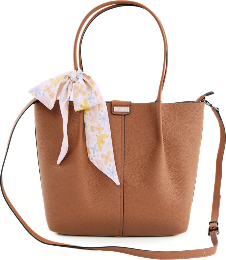 Dámska camel shopper kabelka s ozdobnou stuhou FL35 VENNA CAMEL 5531 Veľkosť: ONE SIZE