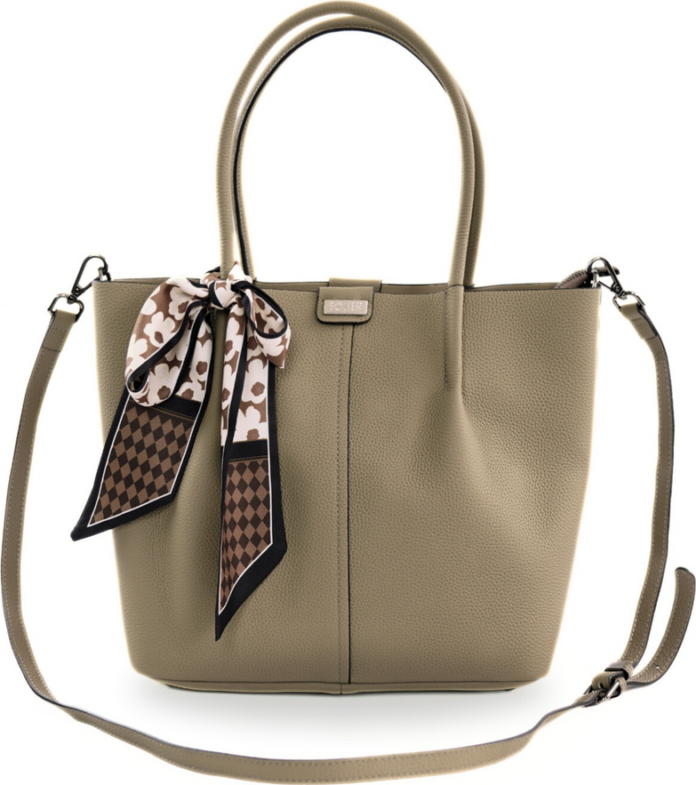 Dámska taupe shopper kabelka s ozdobnou stuhou FL35 VENNA taupe/GREY 5531 Veľkosť: ONE SIZE