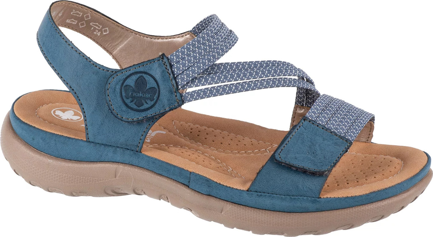 Modré dámske sandále s pásikmi Rieker Sandals 64870-14 Veľkosť: 39