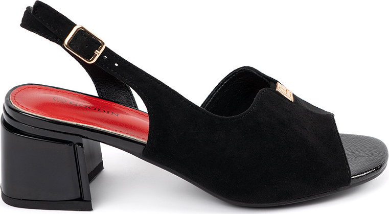 Čierne dámske semišové sandále na podpätku, podpätok 5 cm GD-FL1166B Veľkosť: 36