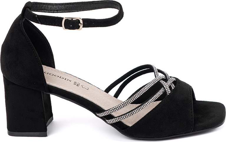 Čierne dámske semišové sandále na stĺpiku, podpätok 6 cm GD-FL1186B Veľkosť: 36