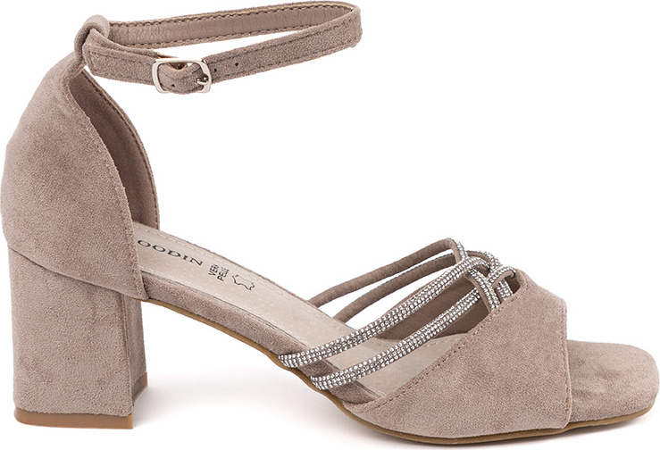 Béžové dámske semišové sandále na stĺpiku, podpätok 6 cm GD-FL1186KH Veľkosť: 37