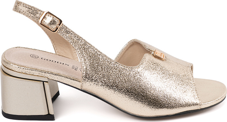 Dámske zlaté sandále na podpätku, podpätok 5 cm GD-FL1166GO Veľkosť: 36