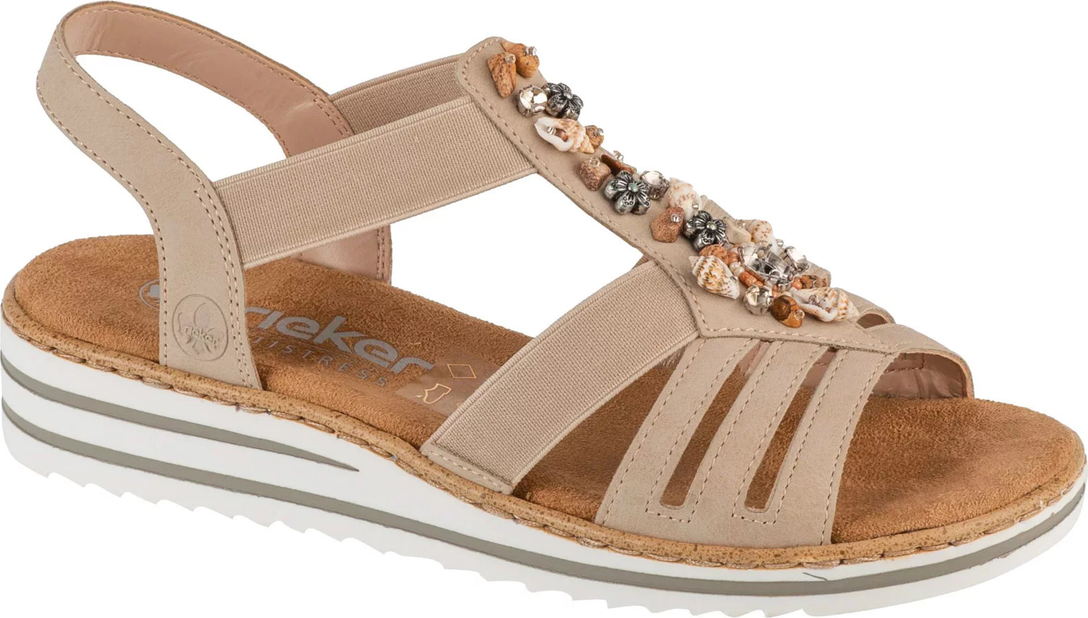 Béžové dámske sandále na kline Rieker Sandals V0649-62 Veľkosť: 39