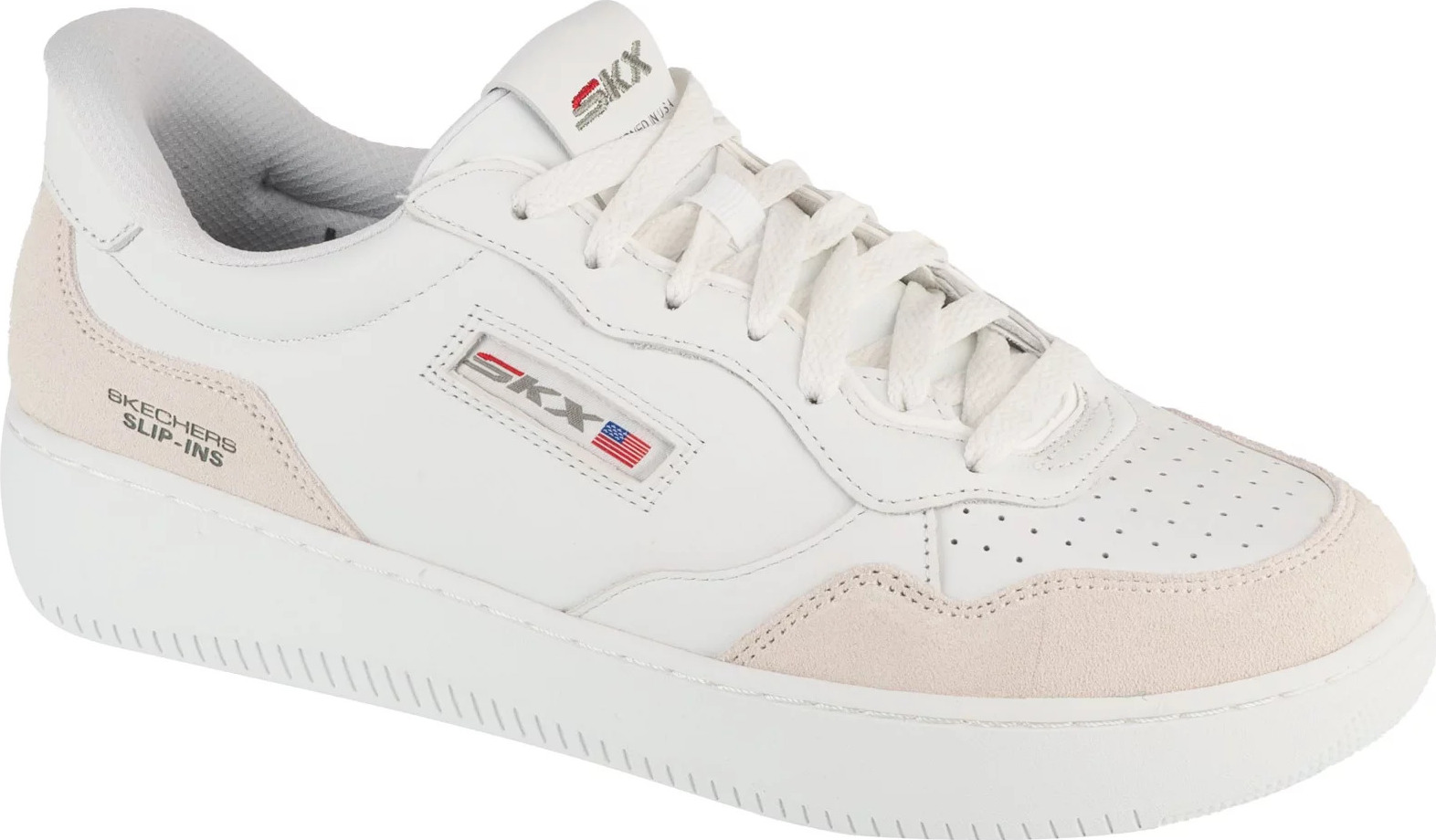 Biele pánske kožené tenisky Skechers Sport Court 2.0 - Konor 254025-WHT Veľkosť: 42,5