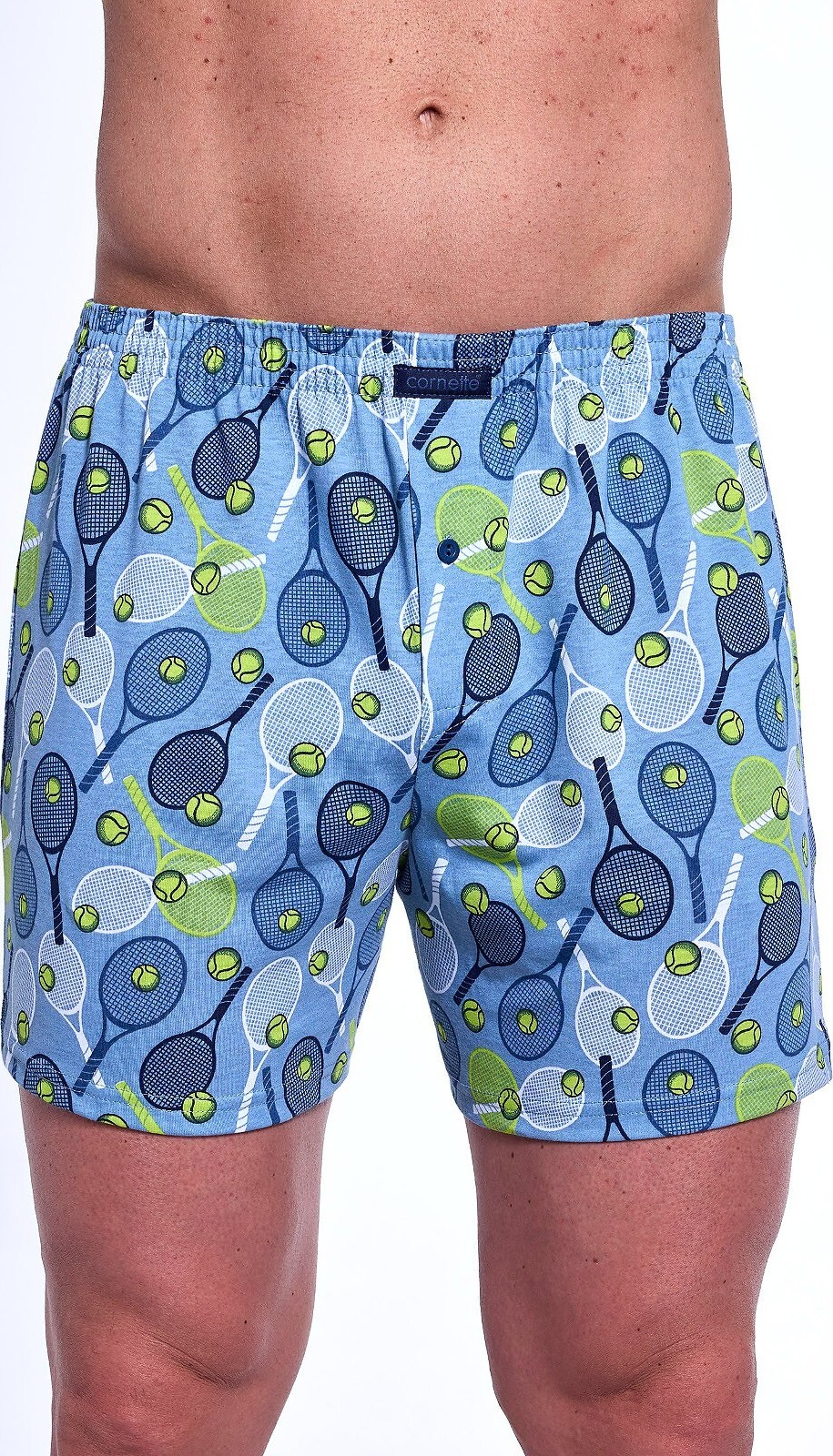 Pánske modré bavlnené trenírky s tenisovou potlačou Cornette Classic 001/173 S-2XL Veľkosť: 2XL, Barva: Modrá