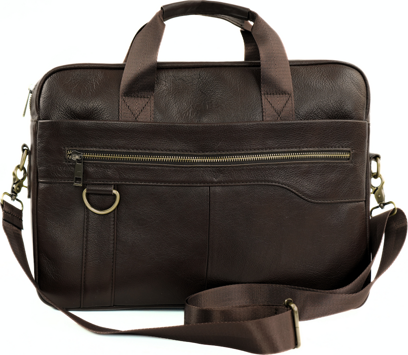 Solier Veľká pánska tmavohnedá kožená taška na notebook REMY SL44 REMY DARK BROWN 9035 Veľkosť: ONE SIZE