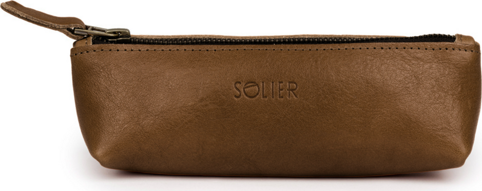 Elegantné hnedé kožené púzdro na ceruzky SOLIER SA51 VINTAGE BROWN GENUINE Veľkosť: ONE SIZE