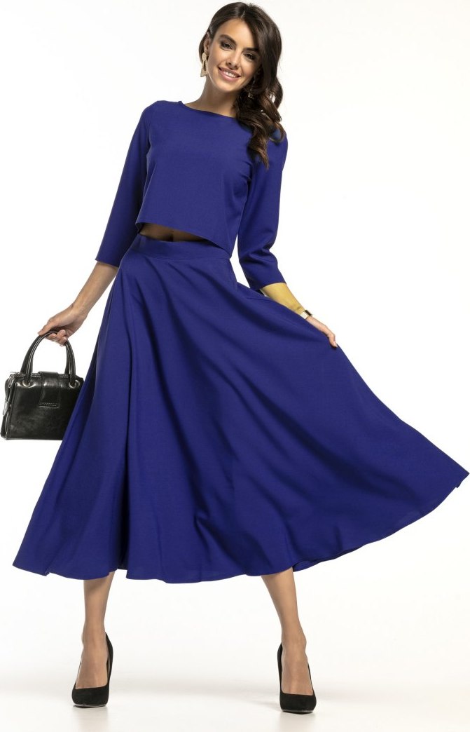 Tmavomodrá elegantná dámska krátka blúzka s 3/4 rukávom T286 - navy Rozmiar: XL