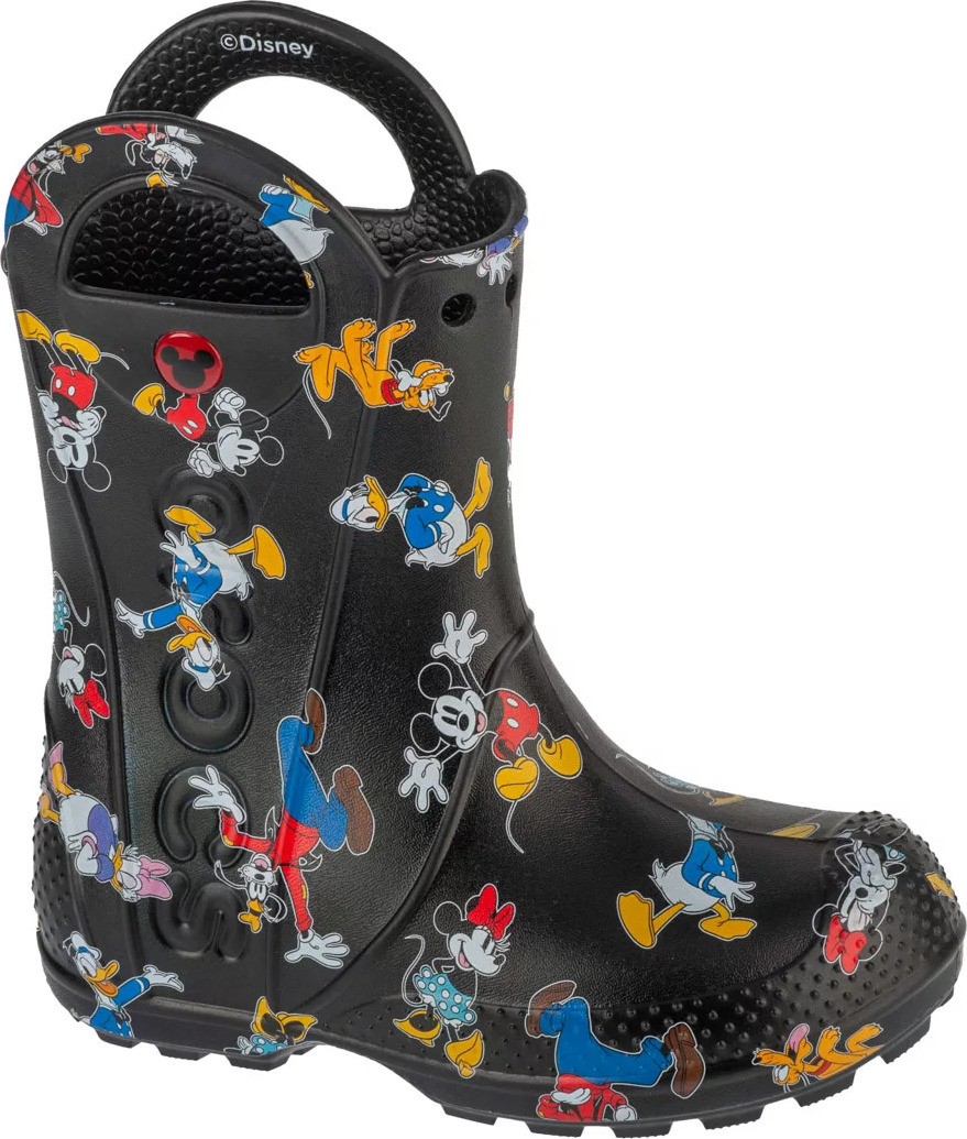 Čierne vzorované detské gumáky Crocs Mickey Friends Handle It Boot Kids 210889-90H Veľkosť: 33/34