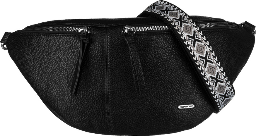 Rovicky čierna ľadvinka so vzorovaným ramenným popruhom R-103-03 Veľkosť: ONE SIZE