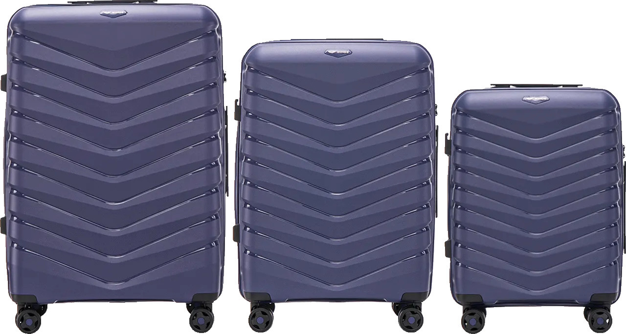 Tmavomodrá 3dielna sada kufrov Wings HPE01 PHX01-3, Set of 3 Wings POLIPROPYLEN suitcases L,M,S Navy Blue Veľkosť: Sada kufrov