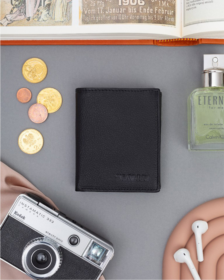 4U Cavaldi Čierna kožená pánska peňaženka B050 0036-PDM-BP Veľkosť: ONE SIZE