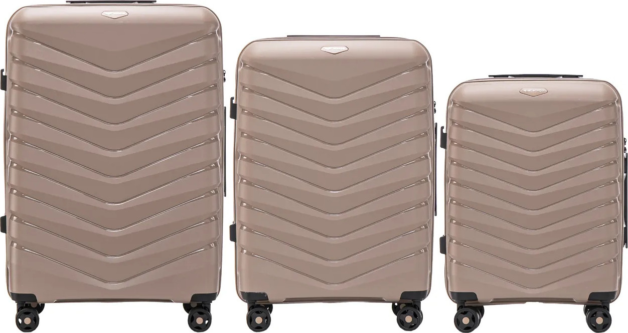 Champagne sada troch kufrov Phinx PHX01-3, Set of 3 Wings POLIPROPYLÉN suitcases L,M,S Champagne Veľkosť: Sada kufrov