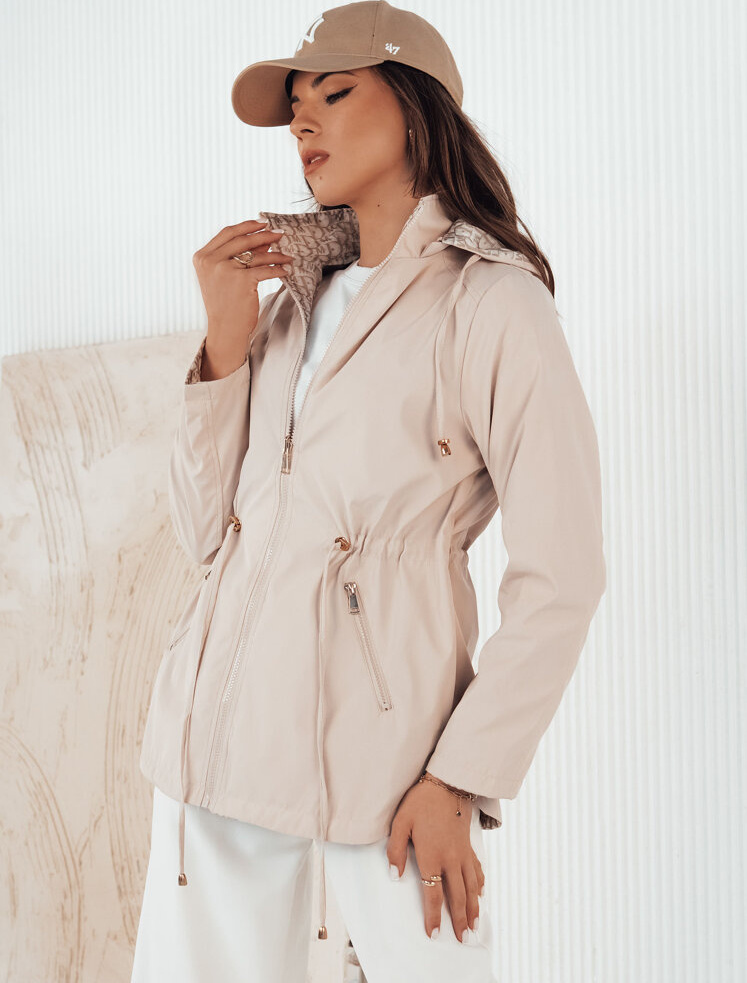 Béžovo-vzorovaná obojstranná parka BEGET TY4263 Veľkosť: 2XL