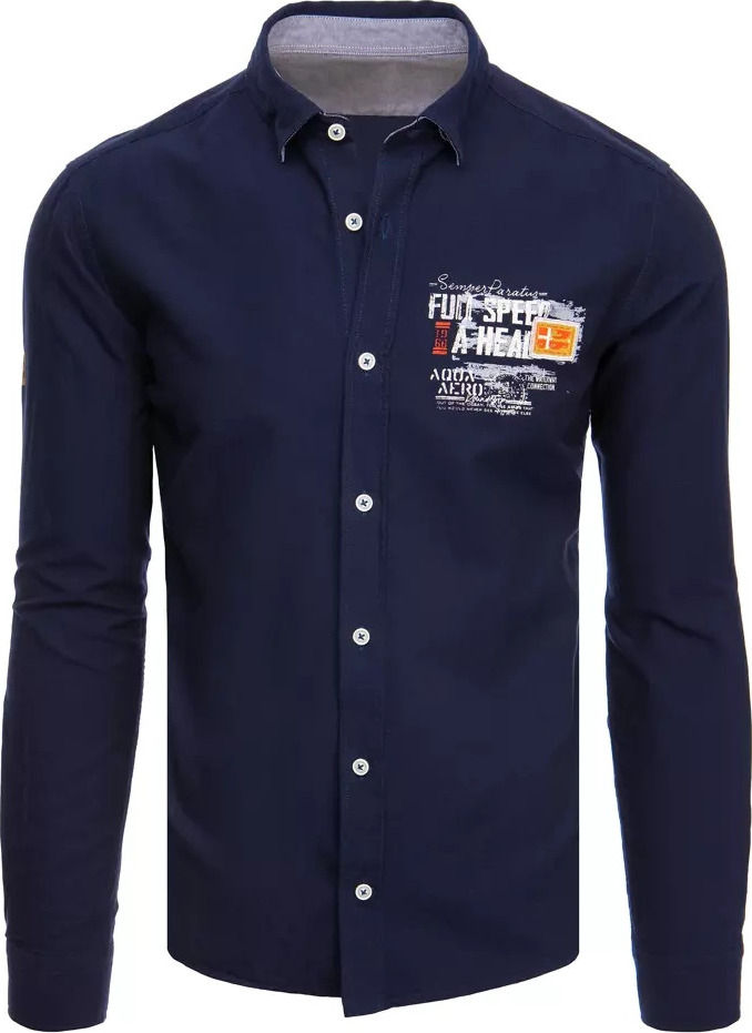 Tmavomodrá košeľa s potlačou DX2281 Veľkosť: 2XL