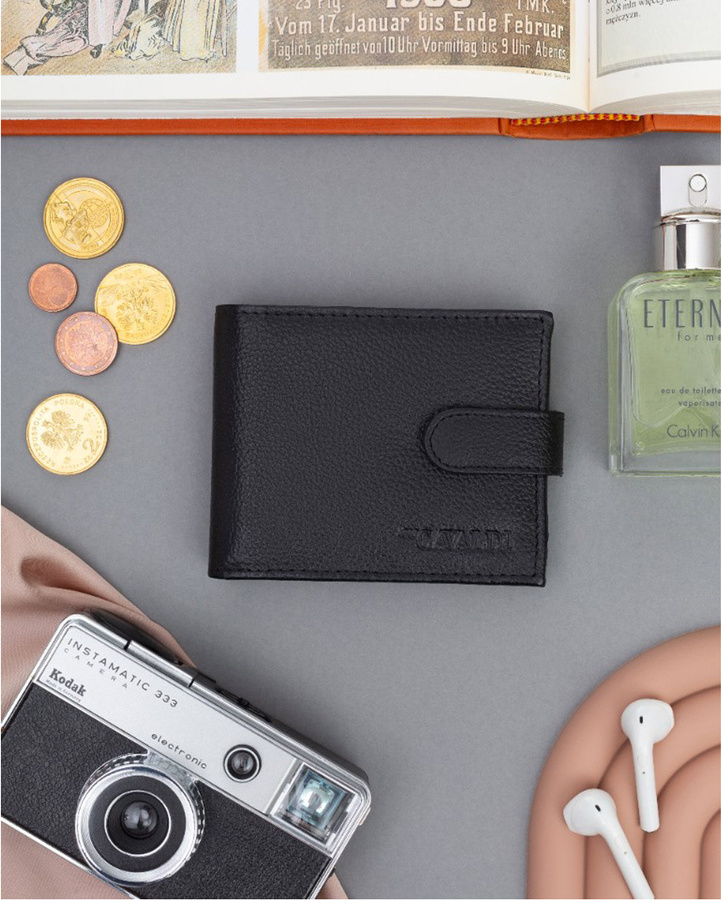 4U Cavaldi čierna malá pánska peňaženka na patentku B052 0035L-PDM-BP Veľkosť: ONE SIZE