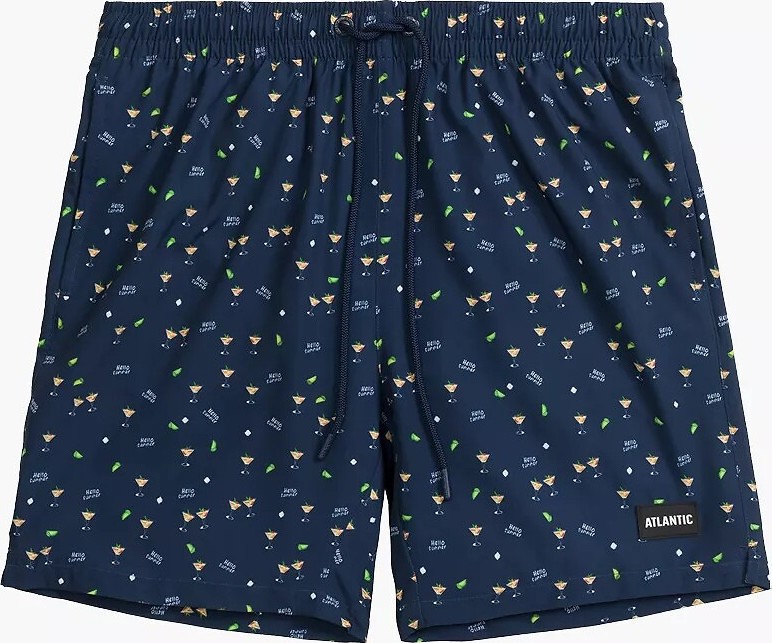 Tmavomodré pánske vzorované plavky Atlantic KMB-221 M-2XL Veľkosť: M, Barva: tmavomodrá