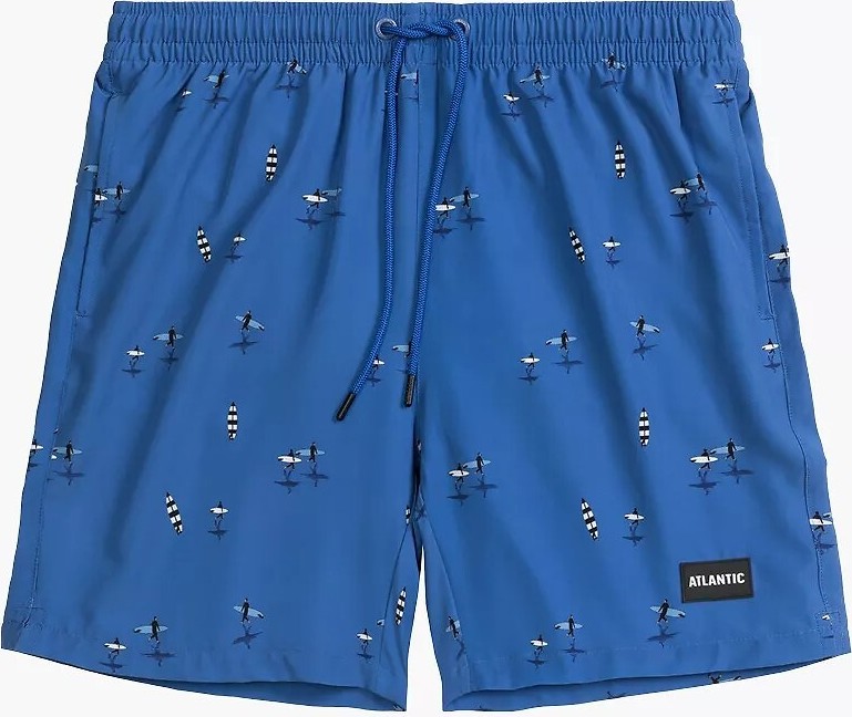 Tmavomodré pánske plavecké šortky so surferskou potlačou Atlantic KMB-224 M-2XL Veľkosť: M, Barva: tmavomodrá