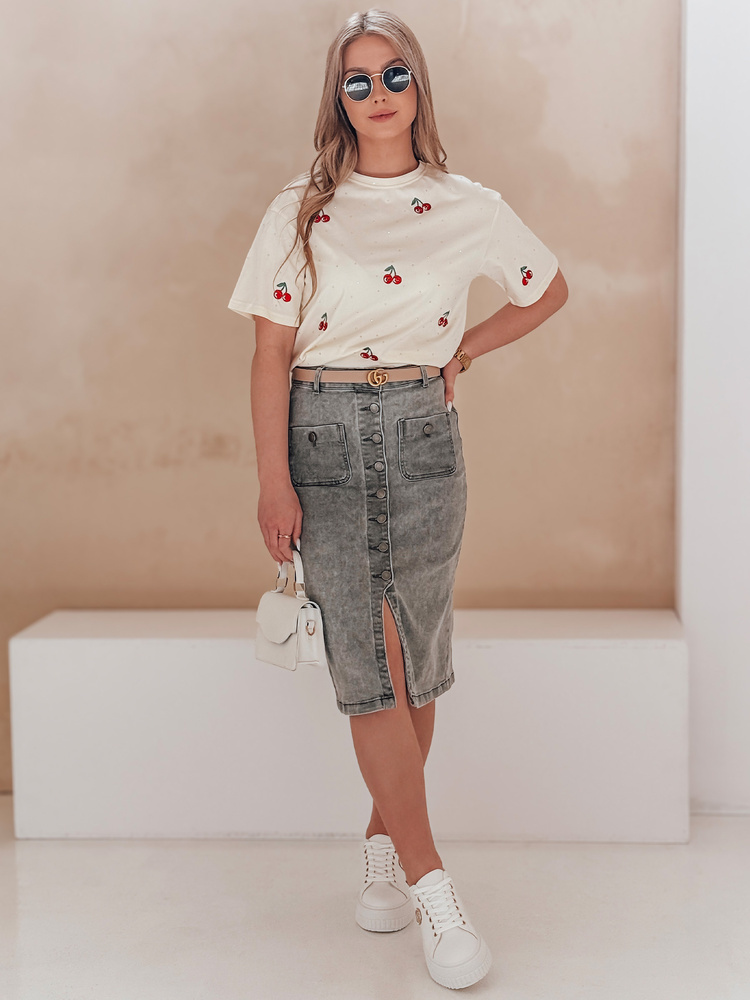 Dámska sivá džínsová sukňa s vysokým pásom a gombíkmi GUZIKOVA CY0510 Veľkosť: XS