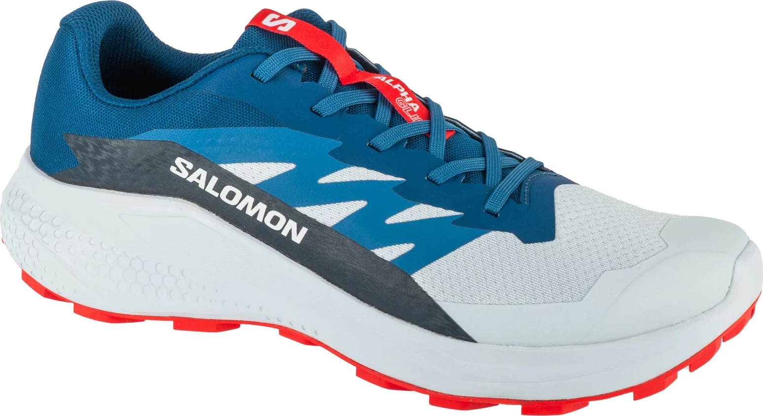 Modré pánske trailové tenisky s oranžovou podrážkou Salomon Alphaglide Ballad L47724300 Veľkosť: 42