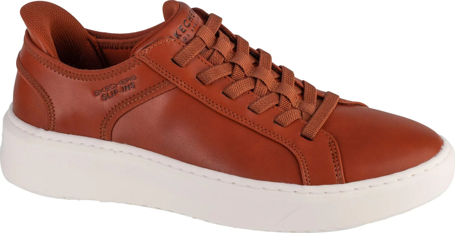 Hnedé pánske tenisky Skechers Slip-Ins: Court Break - Suit Sneaker 183177-COG Veľkosť: 41