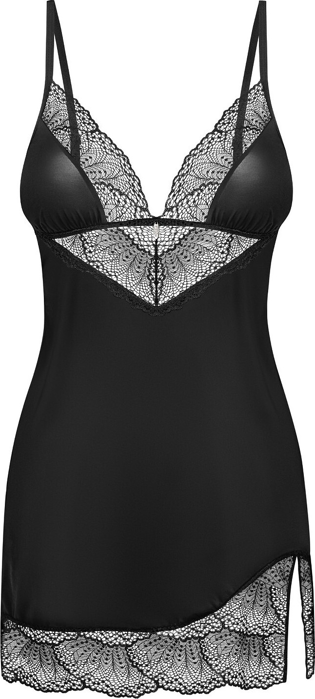 Čierna nočná košieľka Obsessive Lobellis Chemise XS-2XL Veľkosť: XS/S