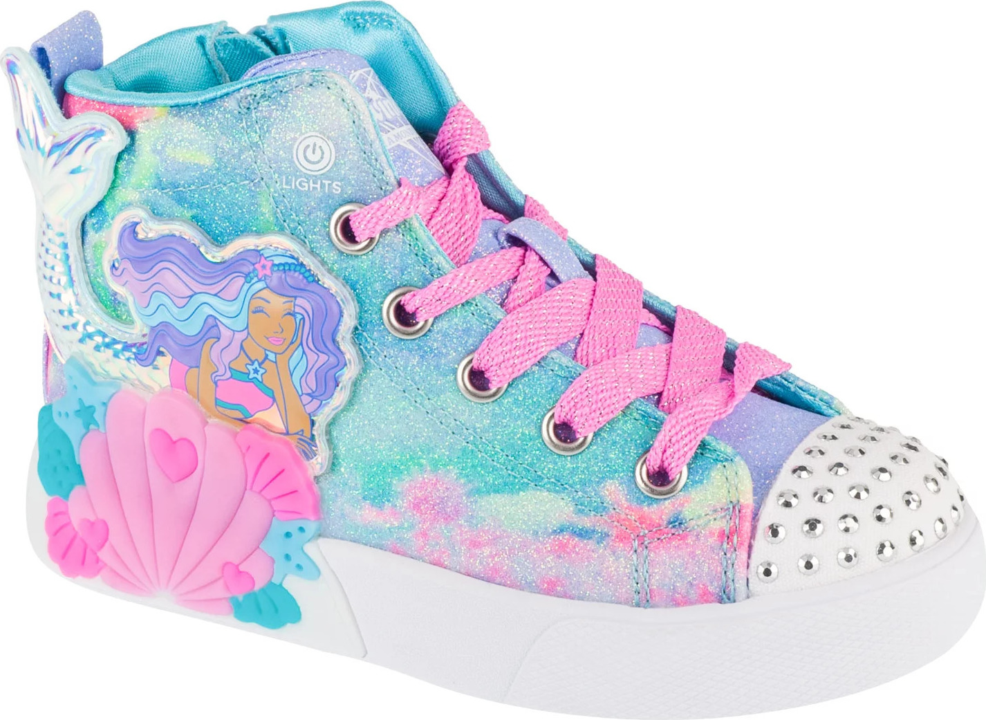 Modro-ružové dievčenské svietiace tenisky Skechers Seashell Magic - Mermaid Sea 314326L-BLMT Veľkosť: 29