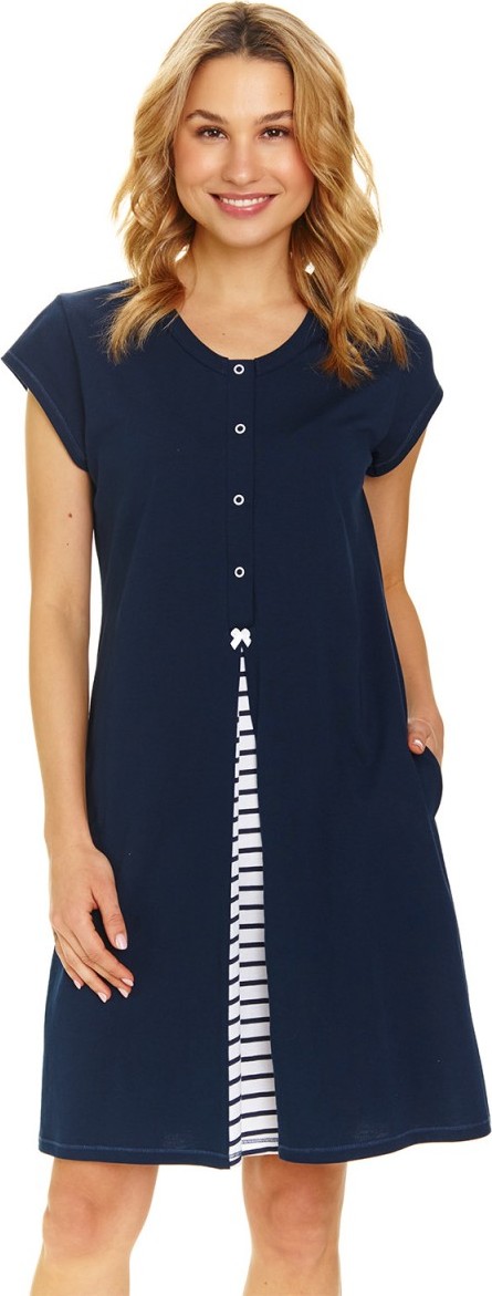 Tmavomodrá nočná košieľka s pruhovaným výkrojom Veľkosť: L