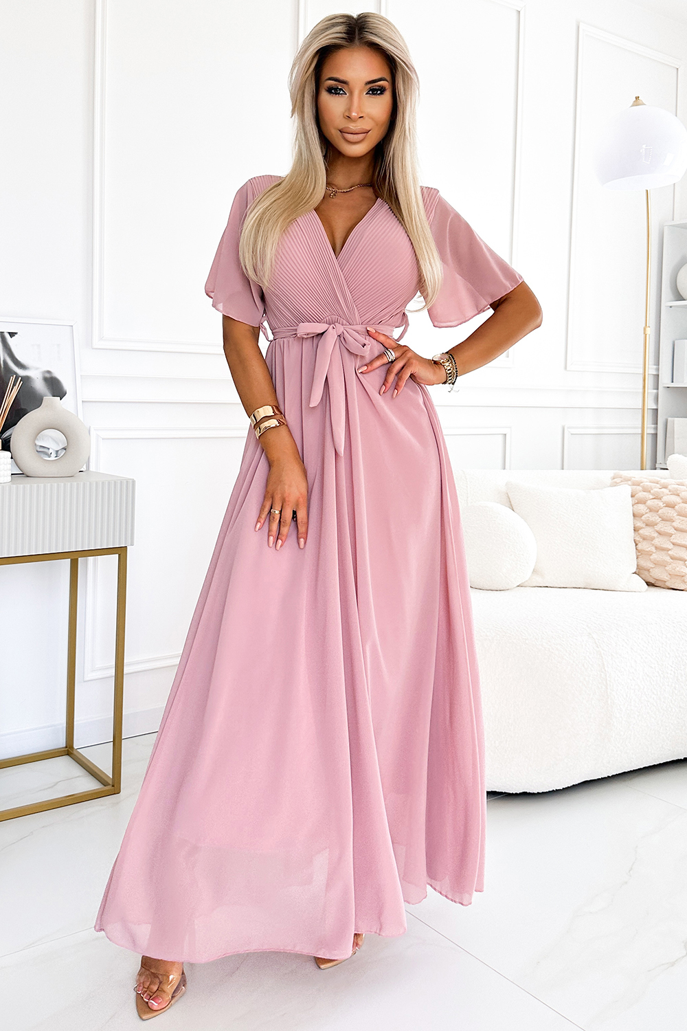 Ružové maxi šaty 545-1 Veľkosť: ONE SIZE