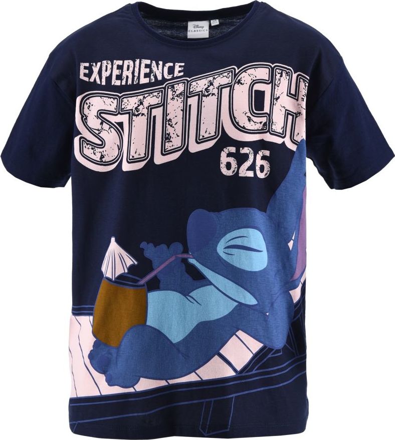 Tmavomodré detské bavlnené tričko Stitch