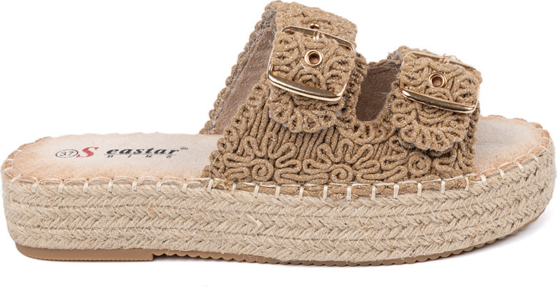 Béžové dámske pletené nazúvaky na platforme s prackami JH515P-KH Veľkosť: 36