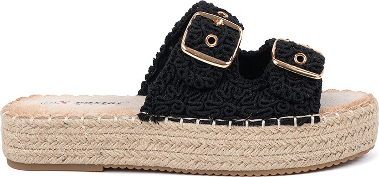 Čierne dámske pletené nazúvaky na platforme s prackami JH515P-B Veľkosť: 36